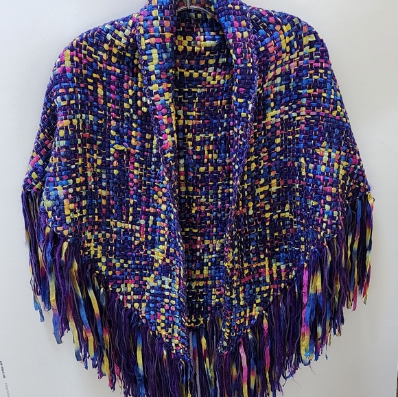 SHAWL HANDMADE - MULTICOLOR RIBBON WOVEN - GORGEOUS AND UNIQUE - Picture 1 of 11